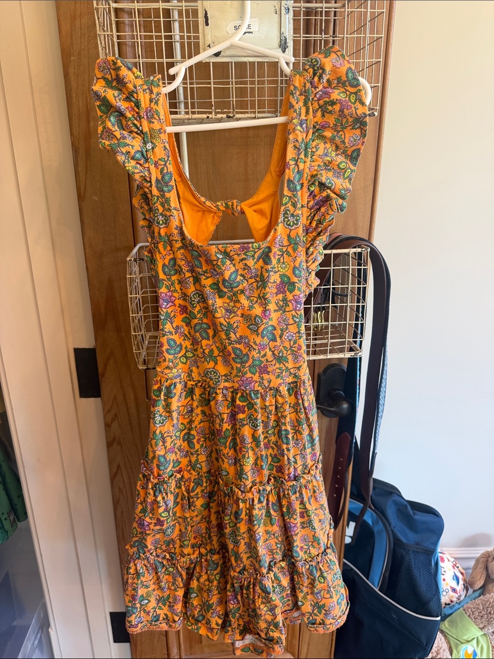 Girl’s Floral Ruffle-Sleeve Sundress in Mustard
